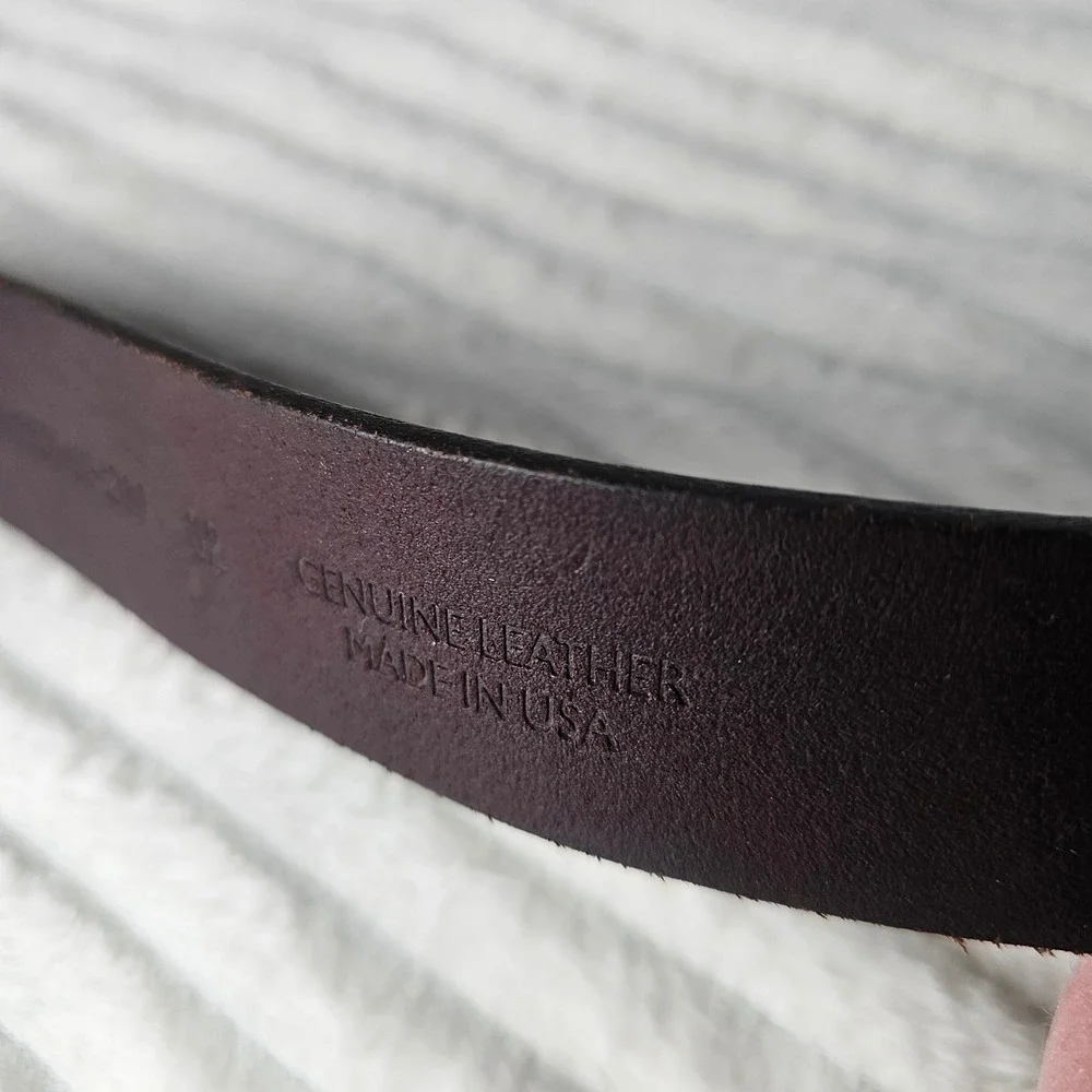 Genuine Leather Belt Mens 32 Dark Brown Rugged Americana Classic Made in USA